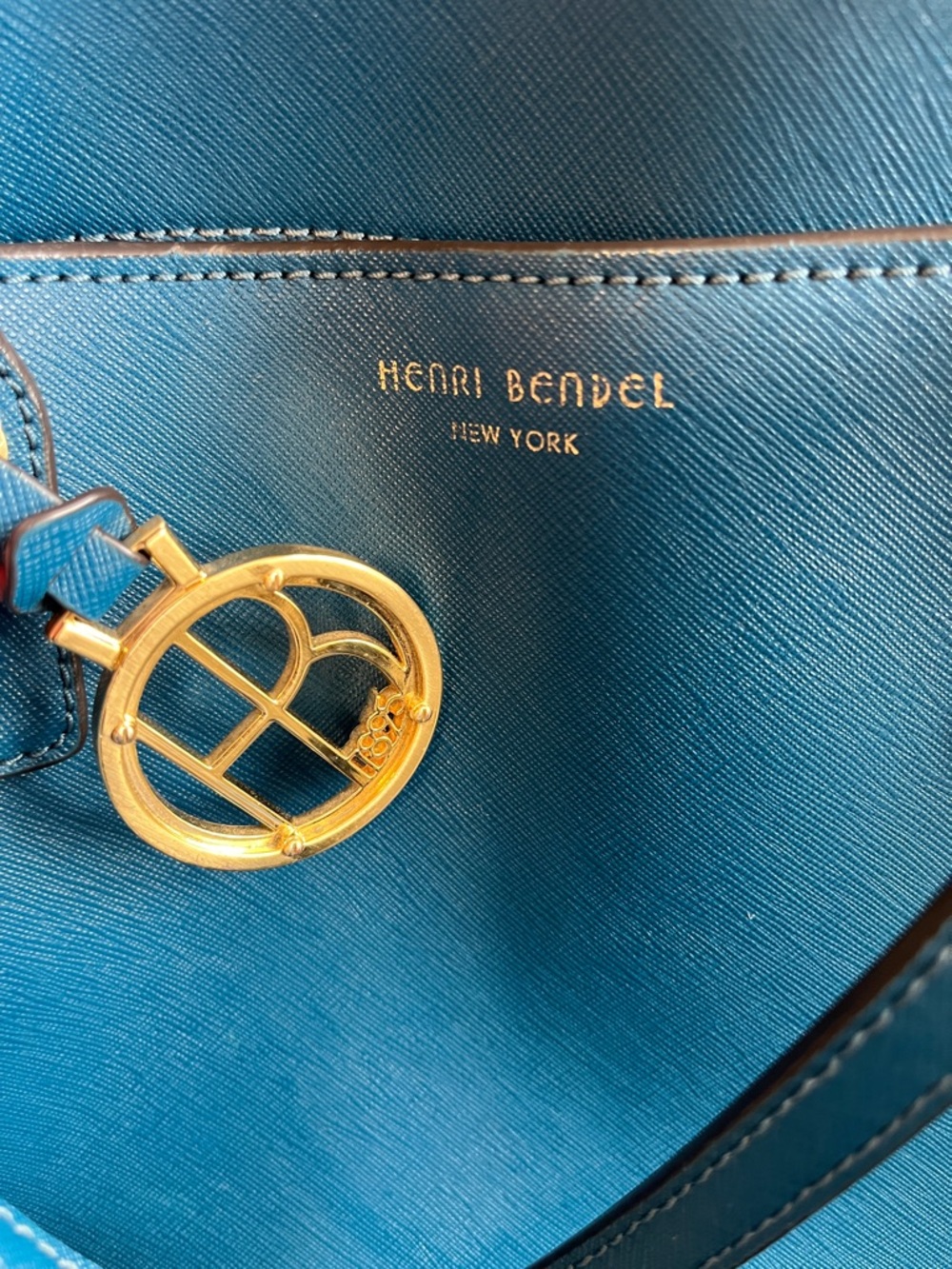 Henri Bendel West 57th Schoolbag Tote - Teal Saffiano Leather - Picture 3 of 10